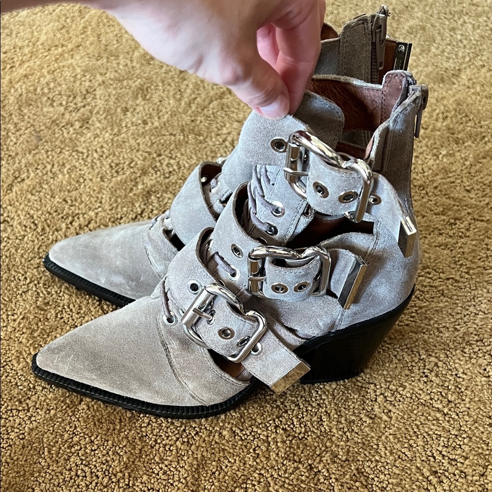 Jeffrey Campbell Taupe Multi-Buckle Heeled Boots - Picture 5 of 7